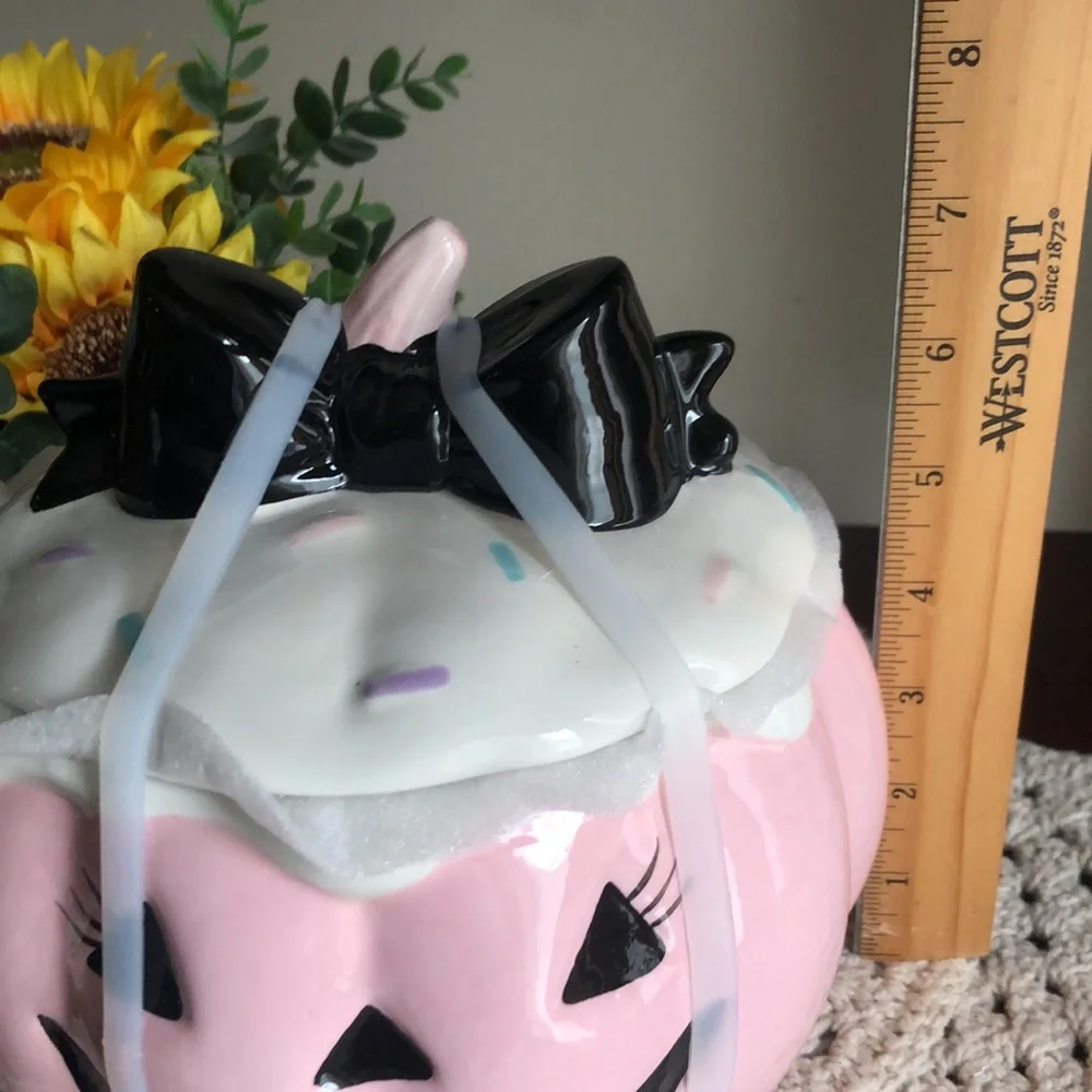 Pink Ceramic Jack-O’-Lantern Candy Cookie Jar